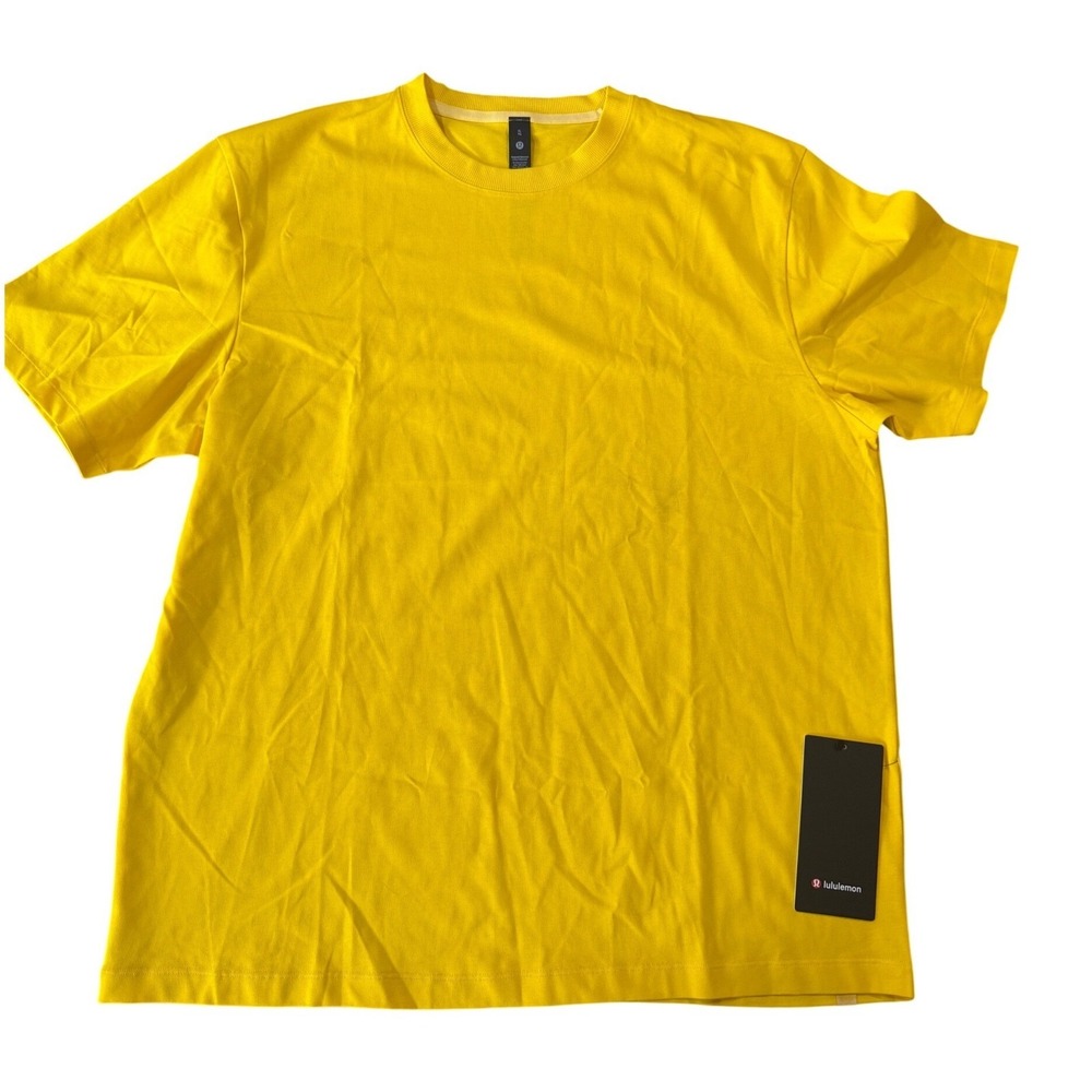 Lululemon Mens Heavyweight Cotton Jersey T-Shirt Yellow LM3FBSS MZYW Size XL NEW